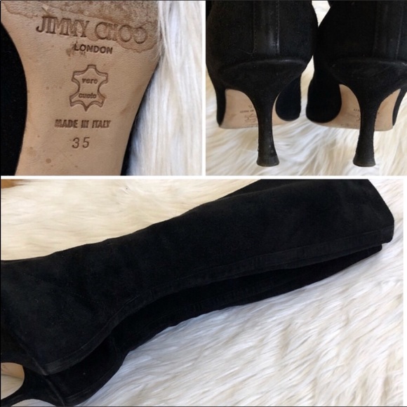Jimmy Choo Black Stretch Suede Heel Boot 35 US 5 - Picture 7 of 8